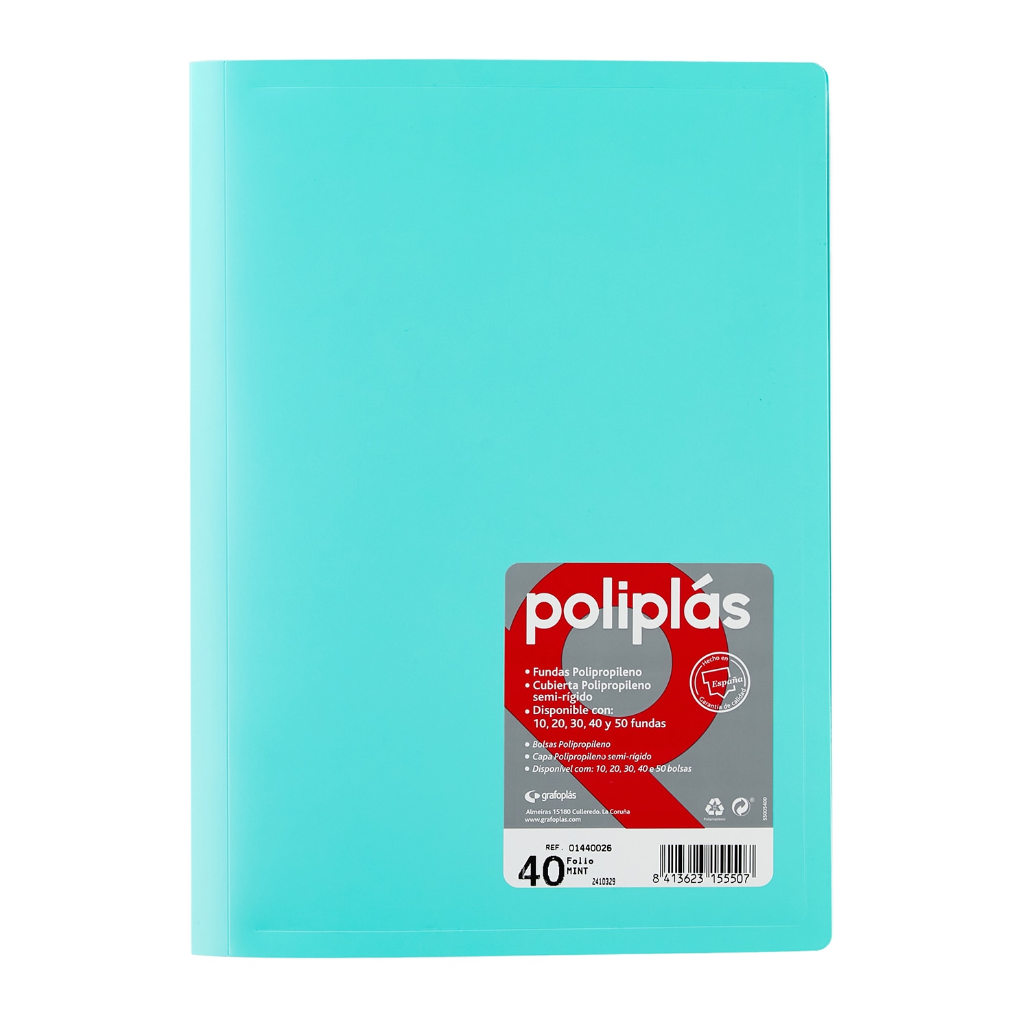 Carpeta poliplas opaco 50 fundas FOLIO. Grafoplás. Surtido. 4