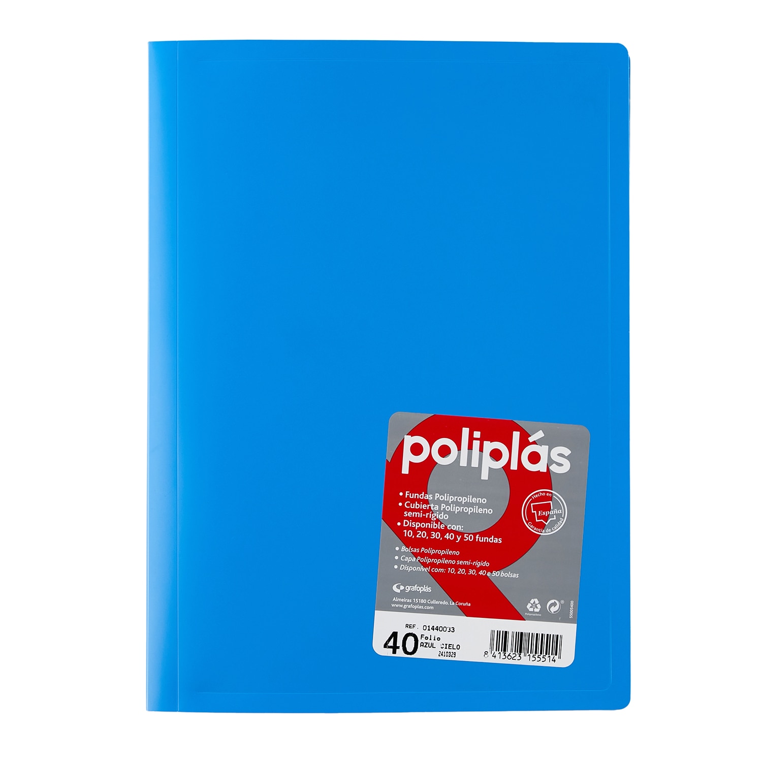 Carpeta poliplas opaco 50 fundas FOLIO. Grafoplás. Surtido. 6
