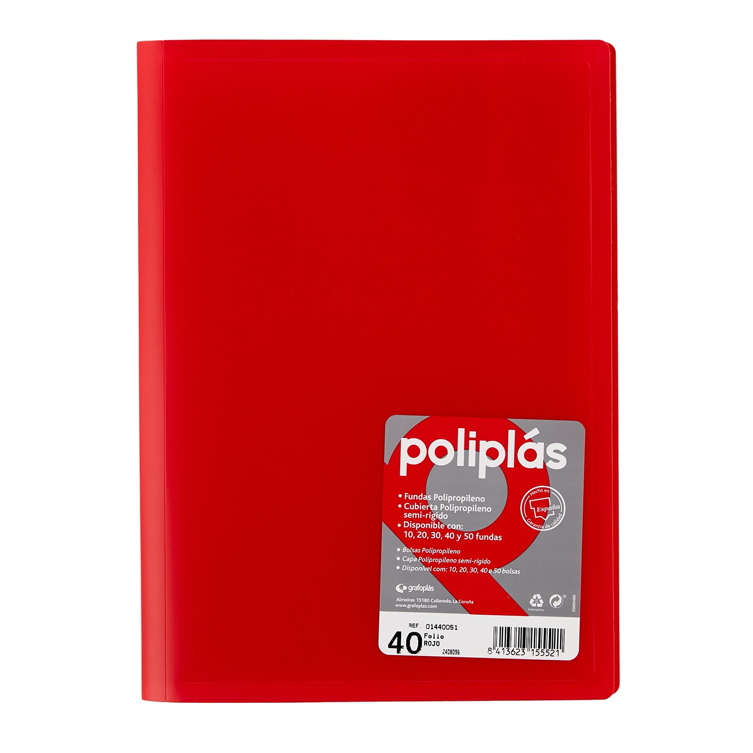 Carpeta poliplas opaco 50 fundas FOLIO. Grafoplás. Surtido. 8