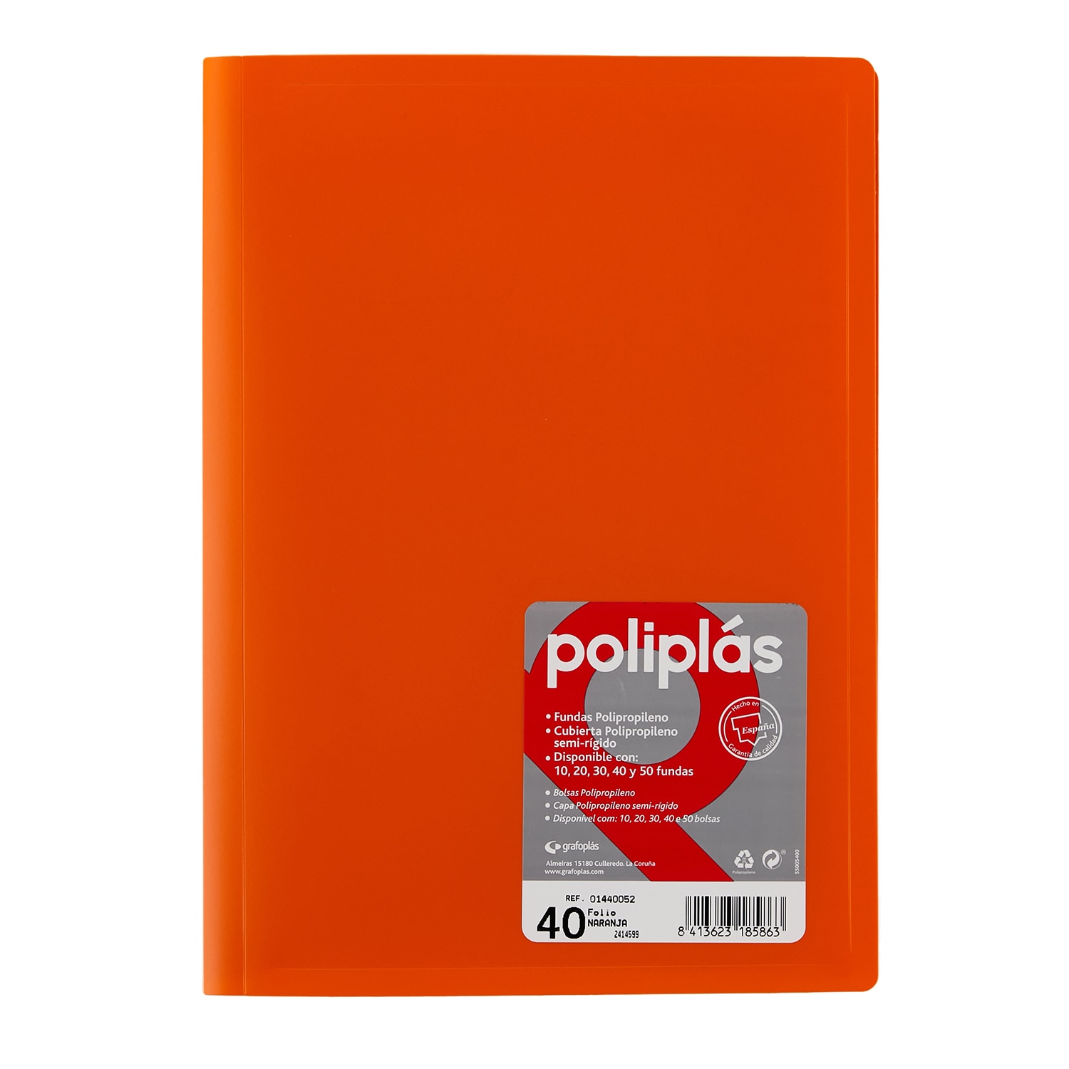 Carpeta poliplas opaco 50 fundas FOLIO. Grafoplás. Surtido. 9