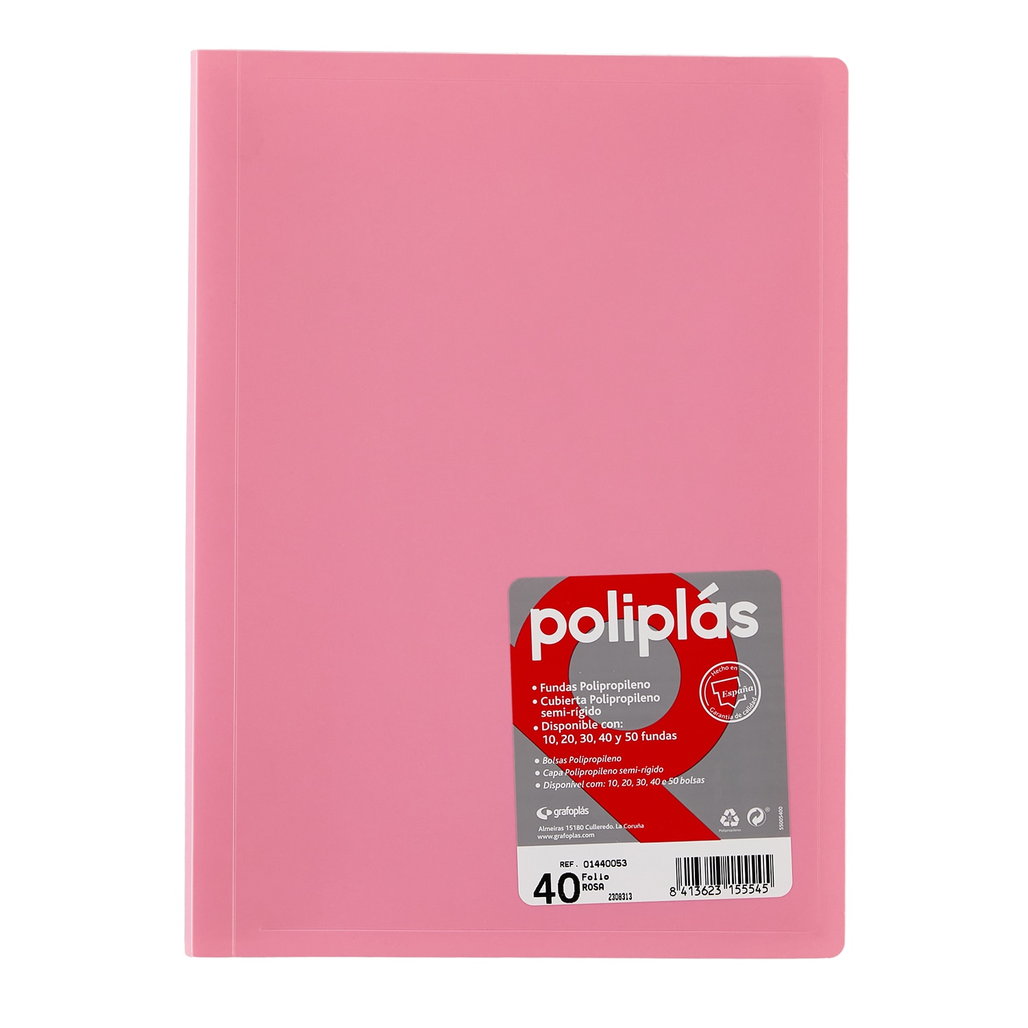 Carpeta poliplas opaco 50 fundas FOLIO. Grafoplás. Surtido. 10