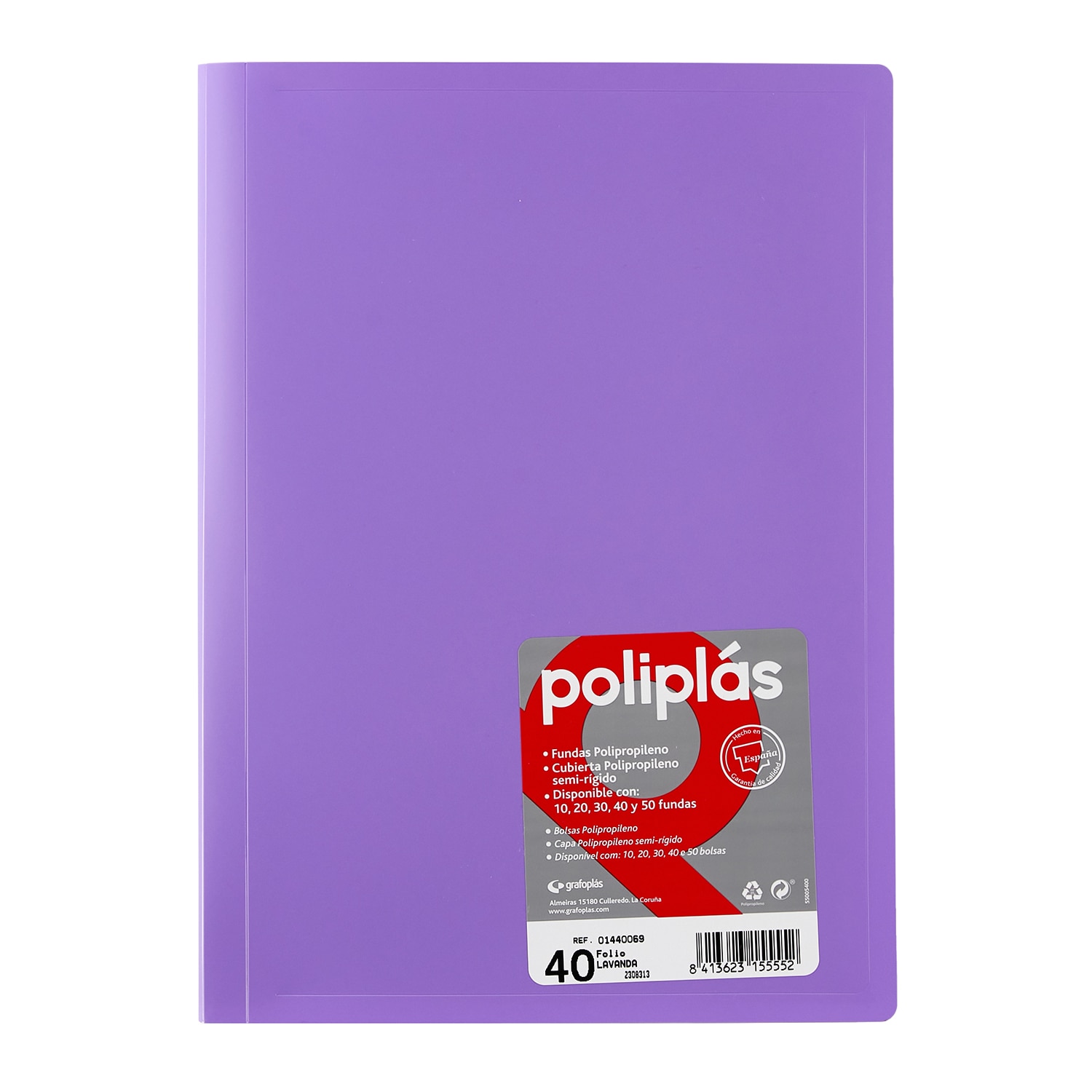 Carpeta poliplas opaco 50 fundas FOLIO. Grafoplás. Surtido. 13