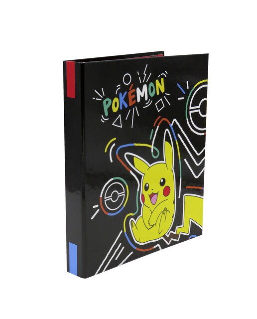 Pasta de 4 Argolas Pokémon Colorful Collection com Estampado Multicolor - Preto Preto / Multicolor-1