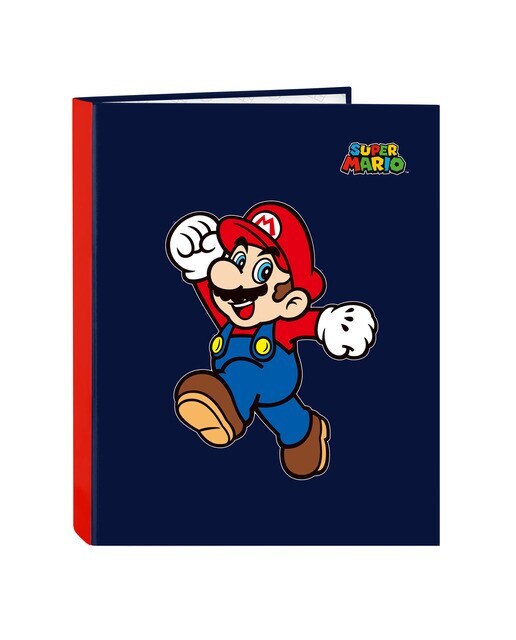 Carpeta folio 4 anillas mixtas Super Mario Bros Safta azul marino