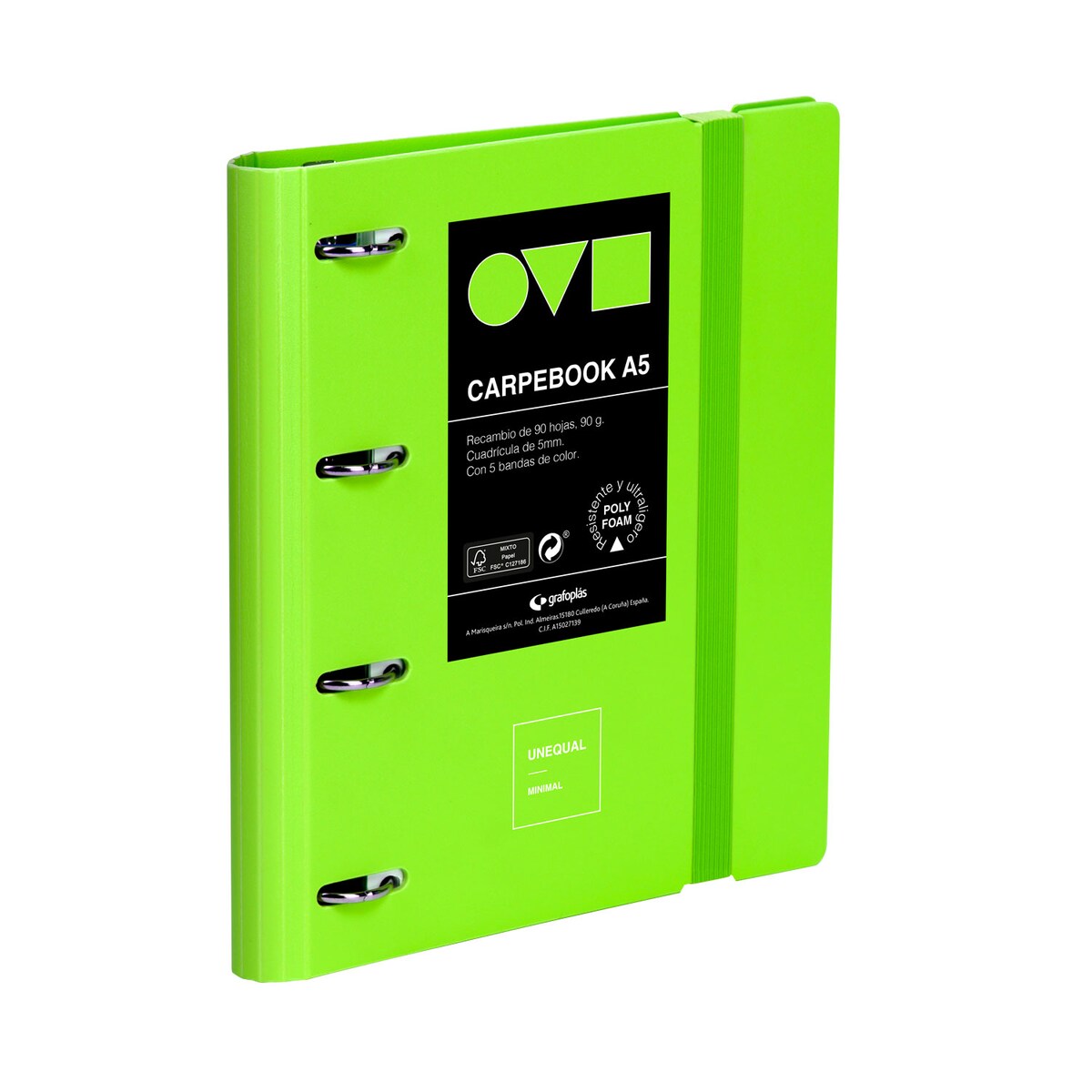 Carpebook 4 anillas de 25. A5. Unequal Mínimal. Grafoplás. Surtido. 5