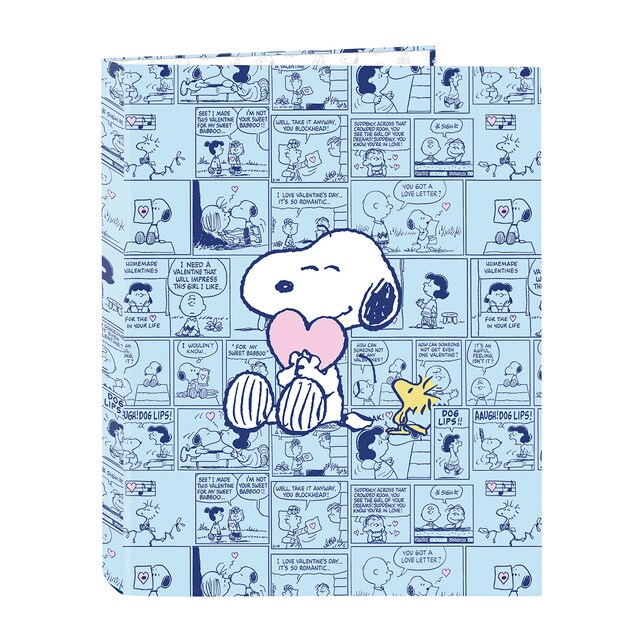 Imagen 0 de Carpeta cartón folio 4 anillas mixtas Snoopy Safta azul claro
