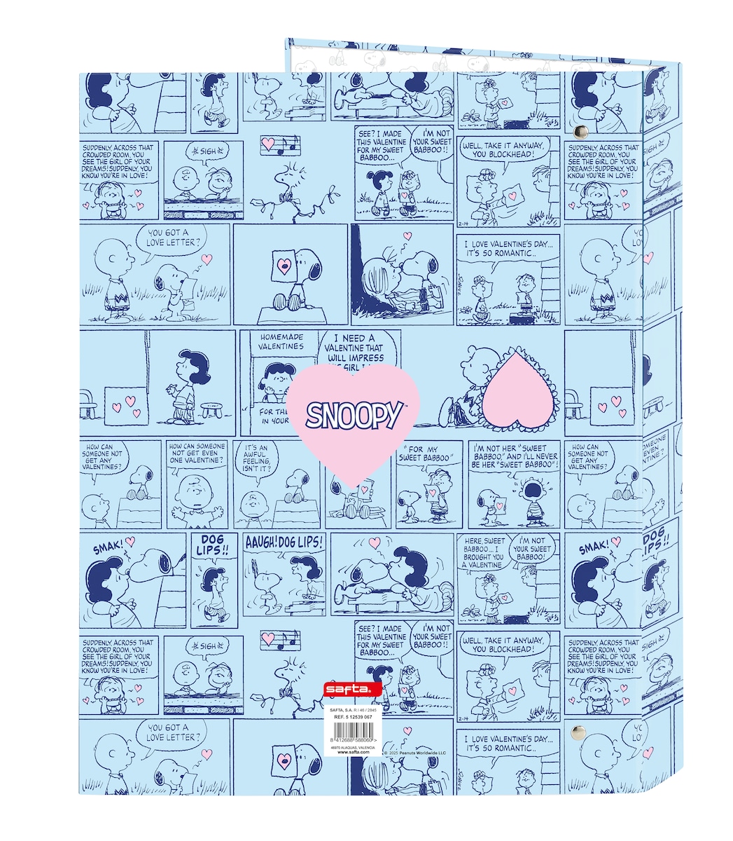 Carpeta cartón folio 4 anillas mixtas Snoopy Safta azul claro 2