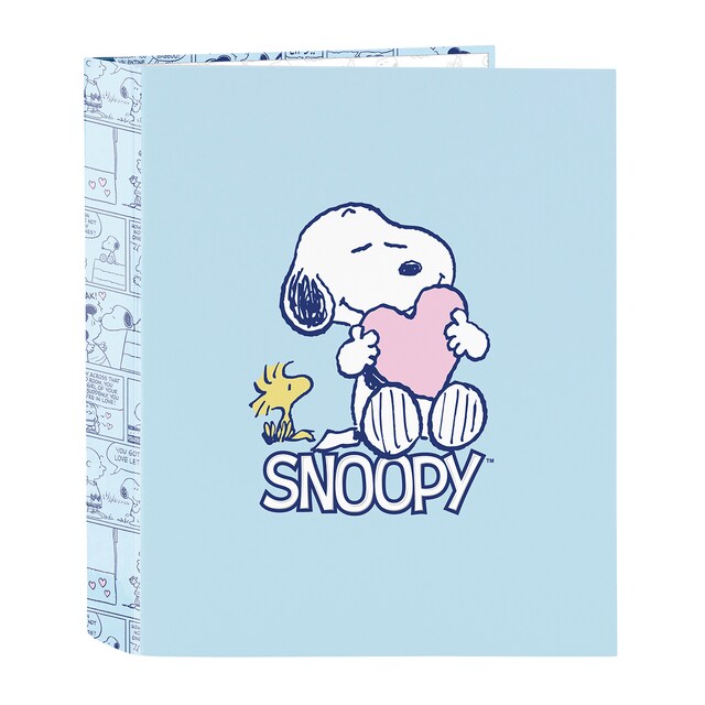 Imagen 0 de Carpeta cartón folio 4anillas lomo ancho Snoopy Safta azul claro
