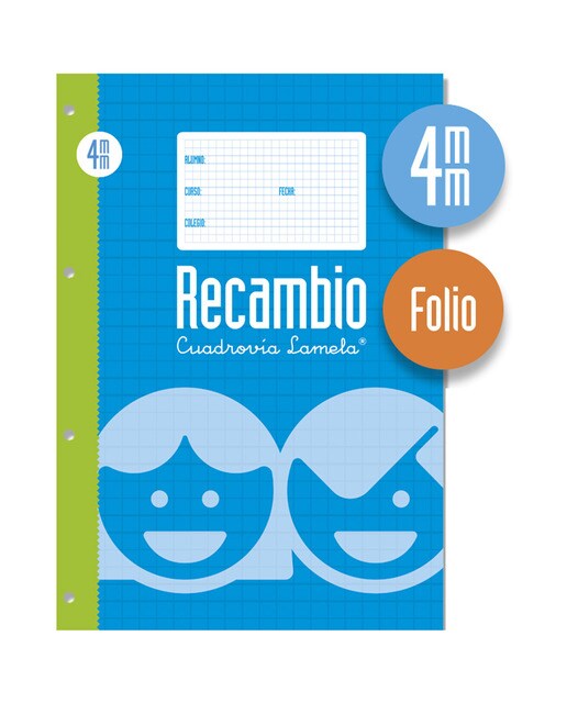 Recarga Tamanho Folha 100 Folhas Quadriculado 4 mm Lamela azul Azul-1