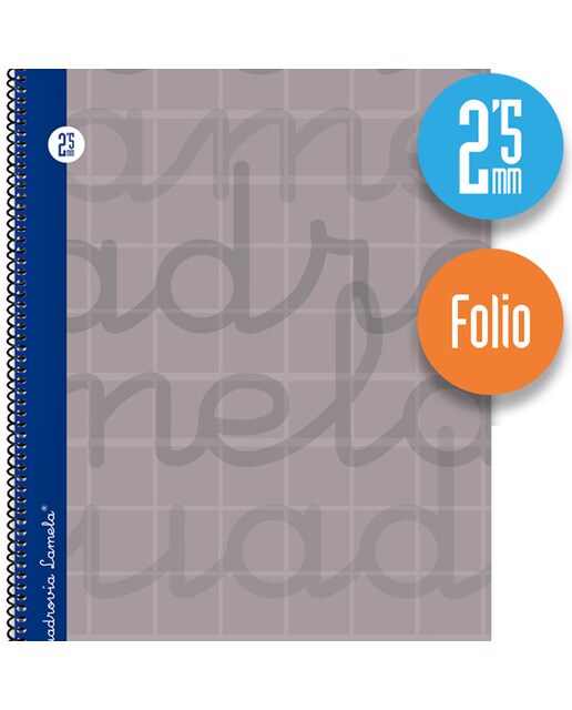 Caderno Espiral Lamela Tamanho Folio 80 Folhas Cuadrovía 2,5 mm Capa Dura Cinzento-1