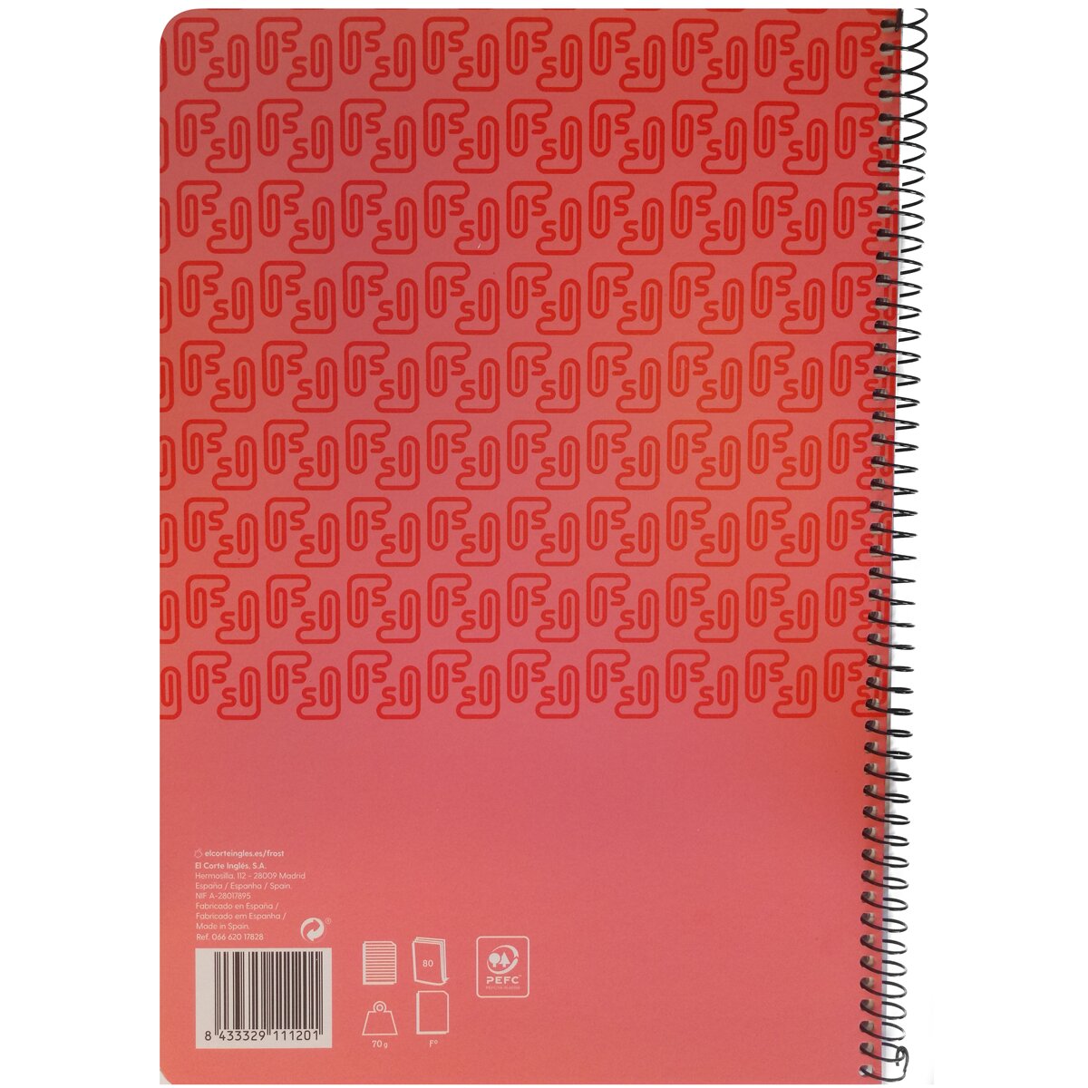 Caderno FROST Fólio 80 Folhas de Linhas Horizontais com margem Capa Dura Coral-2