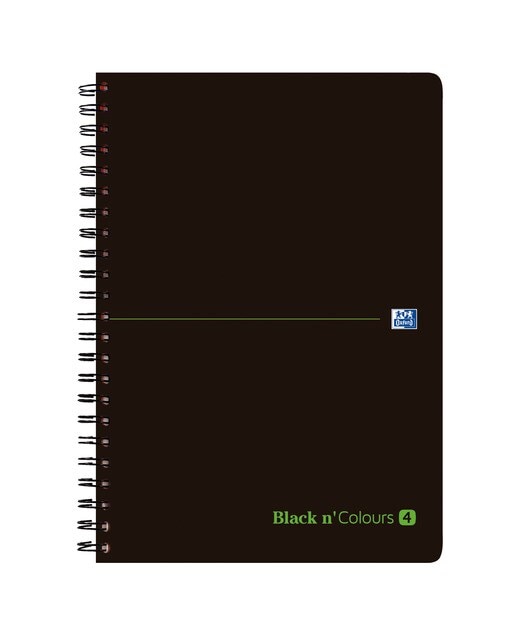 Caderno de espiral micro perfurado Black'n Colours 120 folhas Capa de plástico Black & Colors 3 separadores extraíveis Preto-1