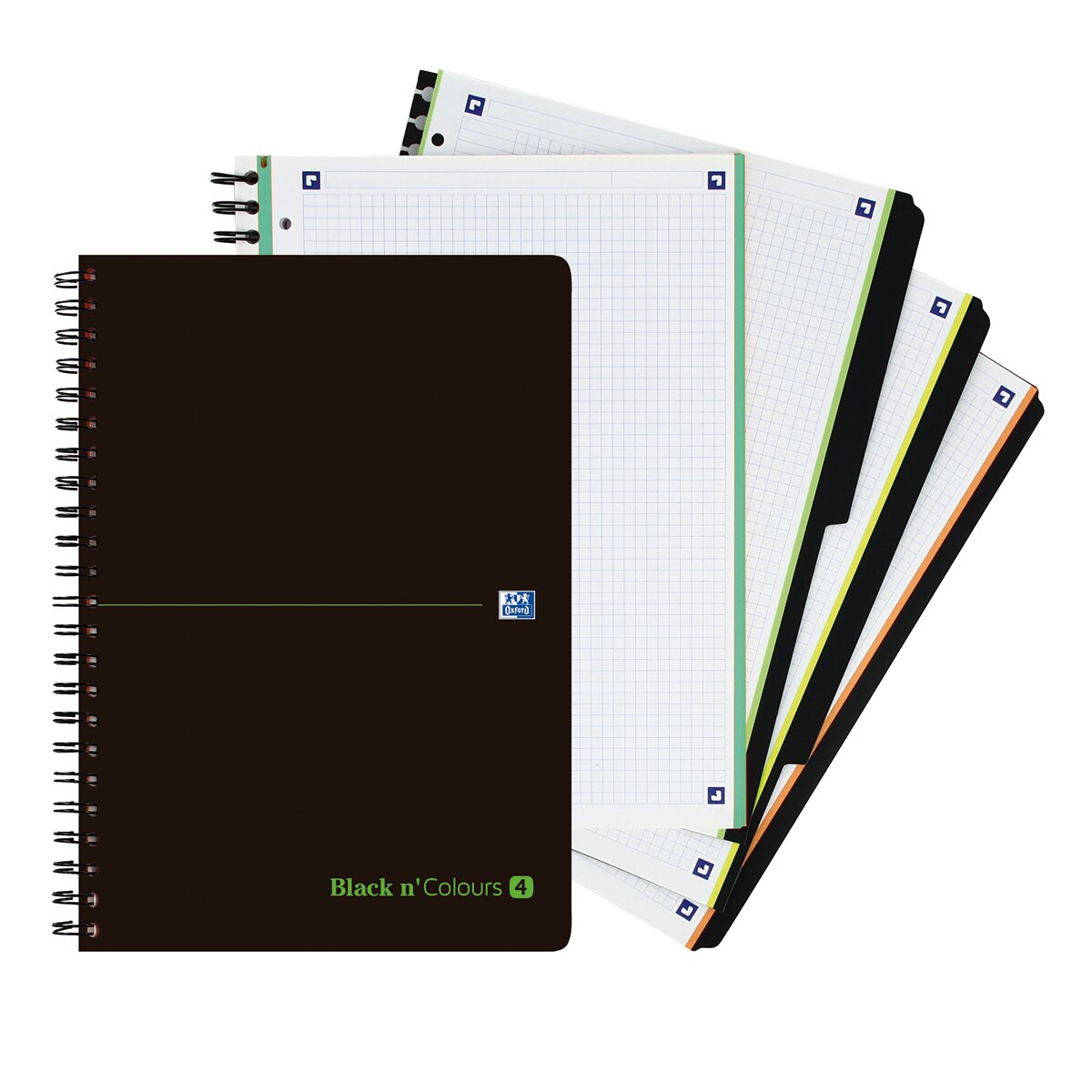 Caderno de espiral micro perfurado Black'n Colours 120 folhas Capa de plástico Black & Colors 3 separadores extraíveis Preto-2