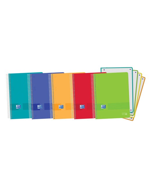 Caderno Microperfurado Europeanbook5 A5+ Live&Go Capa de Plástico 120 Folhas Quadriculadas - 5x5 - Cores Vivas Sortido-1