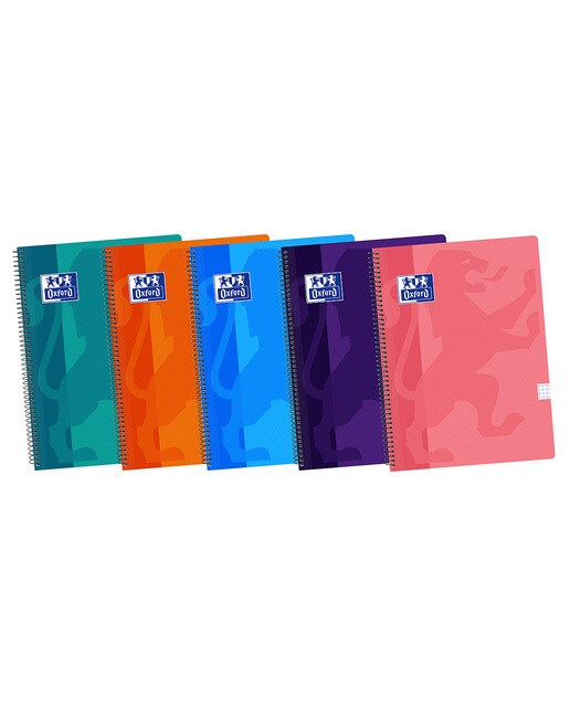 Cuaderno formato folio con 80 hojas cuadrícula 4x4 con margen y tapas de plástico Oxford surtido colores tendencia Surtido-1