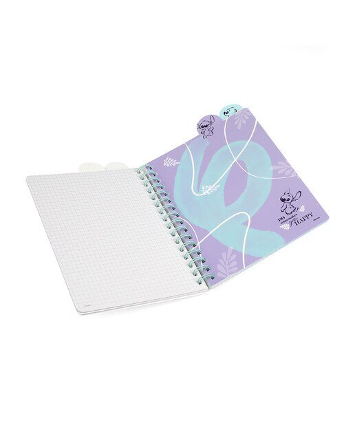 Caderno espiral A5 com  separadores 100 folhas quadriculadas Multicolor Stitch Coolpack Multicolor-5