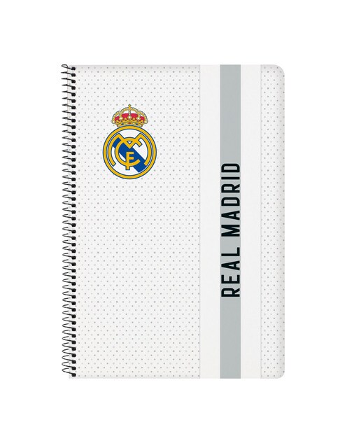 Bloco de notas fólio 80 folhas capa dura Real Madrid C.F. 1st kit 24/25 branco e cinzento Branco / Cinzento-1
