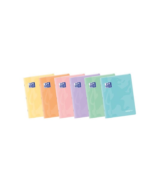 Bloco de notas agrafado de formato A4 com 48 folhas de grelha 4x4 com margens e capas de plástico Easybook Oxford cores pastel variadas Sortido-1