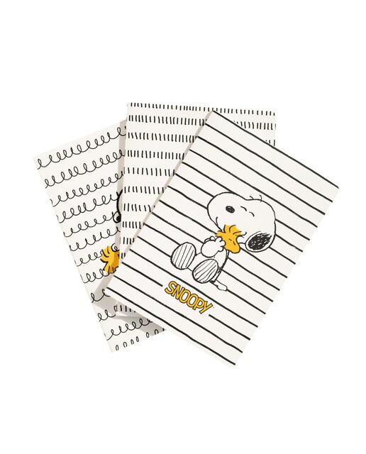 Conjunto de 3 cadernos a5 Snoopy lazy days Erik branco Branco / Preto-1