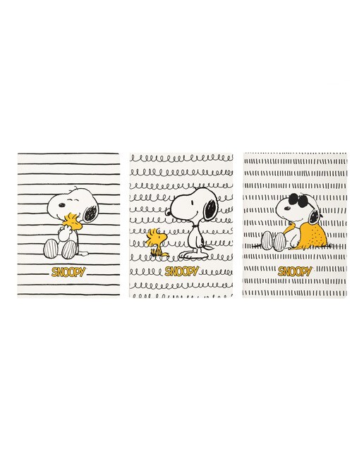 Conjunto de 3 cadernos a5 Snoopy lazy days Erik branco Branco / Preto-2