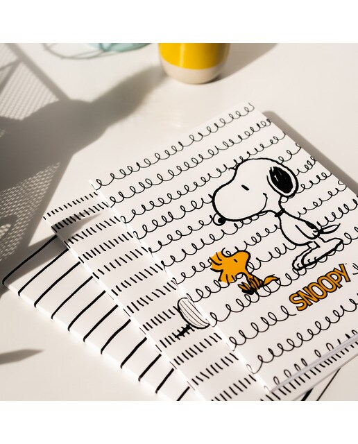 Conjunto de 3 cadernos a5 Snoopy lazy days Erik branco Branco / Preto-6