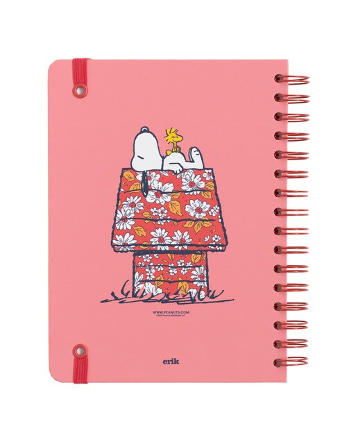 Caderno de capa dura a5 Snoopy love yourself Erik rosa Rosa/Vermelho-2