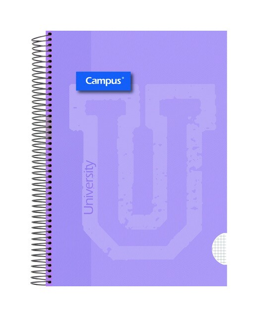 Cuaderno espiral A4 tapa extradura forrada 80 hojas 90 gramos cuadrícula 4x4 mm Campus Rosa-2