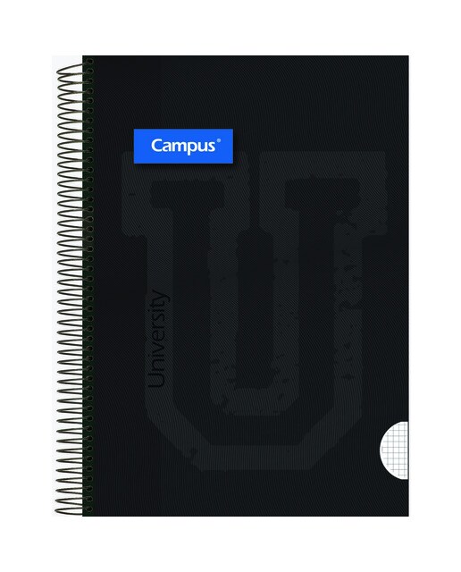 Cuaderno espiral A4 tapa extradura forrada 80 hojas 90 gramos cuadrícula 4x4 mm Campus Rosa-3