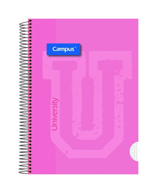 Cuaderno espiral A4 tapa extradura forrada 80 hojas 90 gramos cuadrícula 4x4 mm Campus Rosa-4