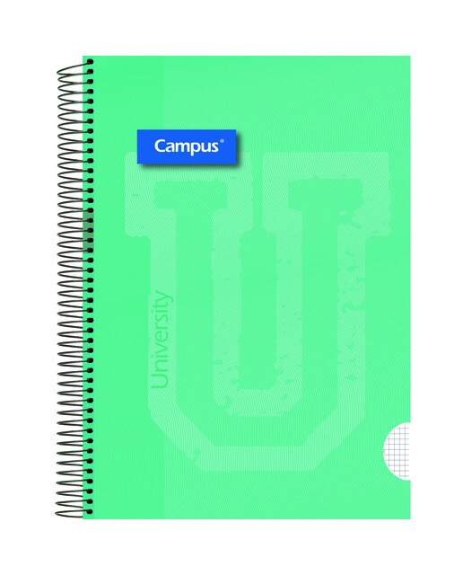 Cuaderno espiral A4 tapa extradura forrada 80 hojas 90 gramos cuadrícula 4x4 mm Campus Rosa-5