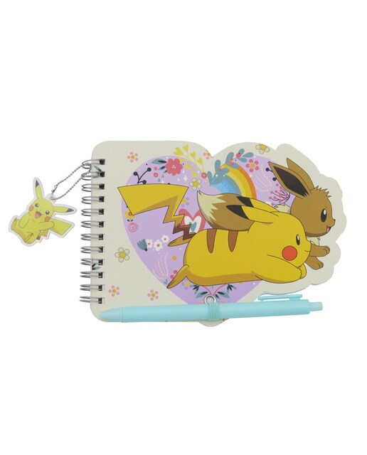 Imagem 0 de Conjunto caderno espiral com caneta e lápis Pokémon Flowers CyP Marcas bege malva multicolor