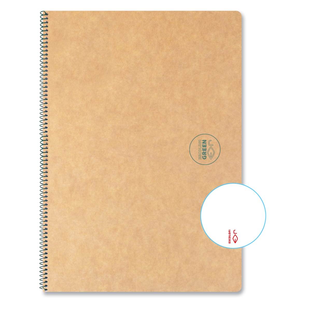Imagen 0 de Cuaderno espiral reciclado ecológico 100 hojas 80 gr Din A4 liso Escolafi  Kraft