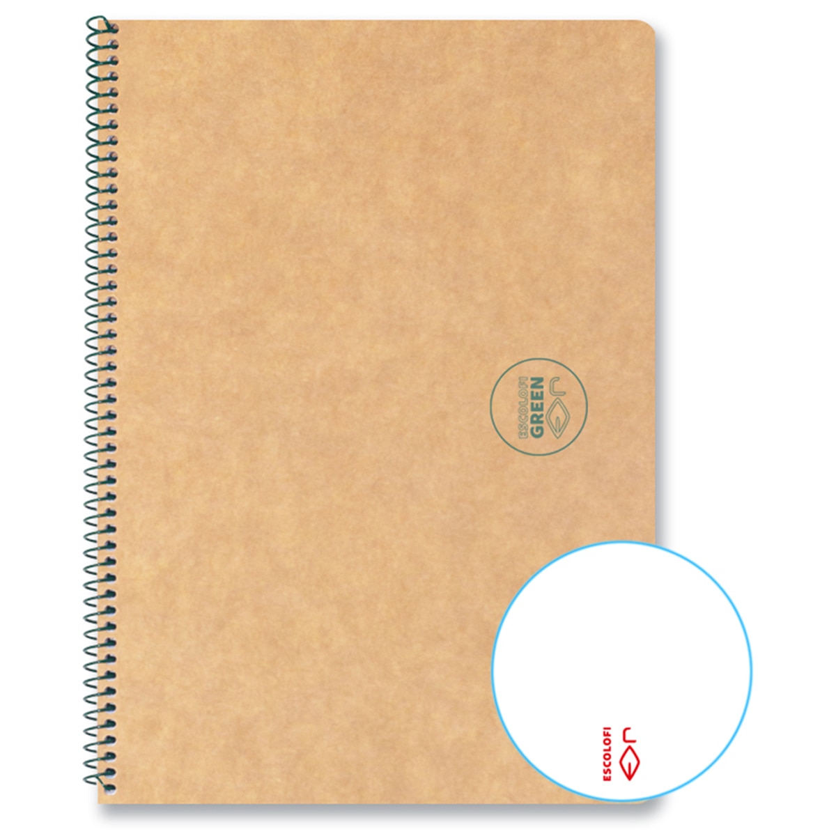 Imagen 0 de Cuaderno espiral reciclado ecológico 100 hojas 80 gr Din A5 liso Escolafi Kraft