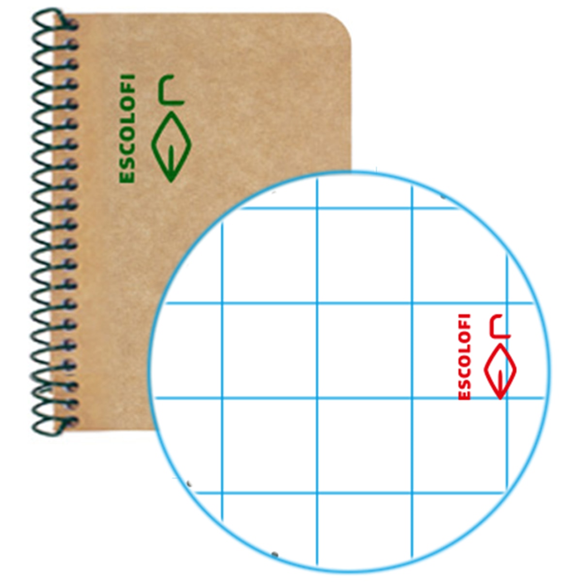 Imagen 0 de Cuaderno espiral reciclado ecológico 100 hojas 80 gr Din A7 Escolafi Kraft