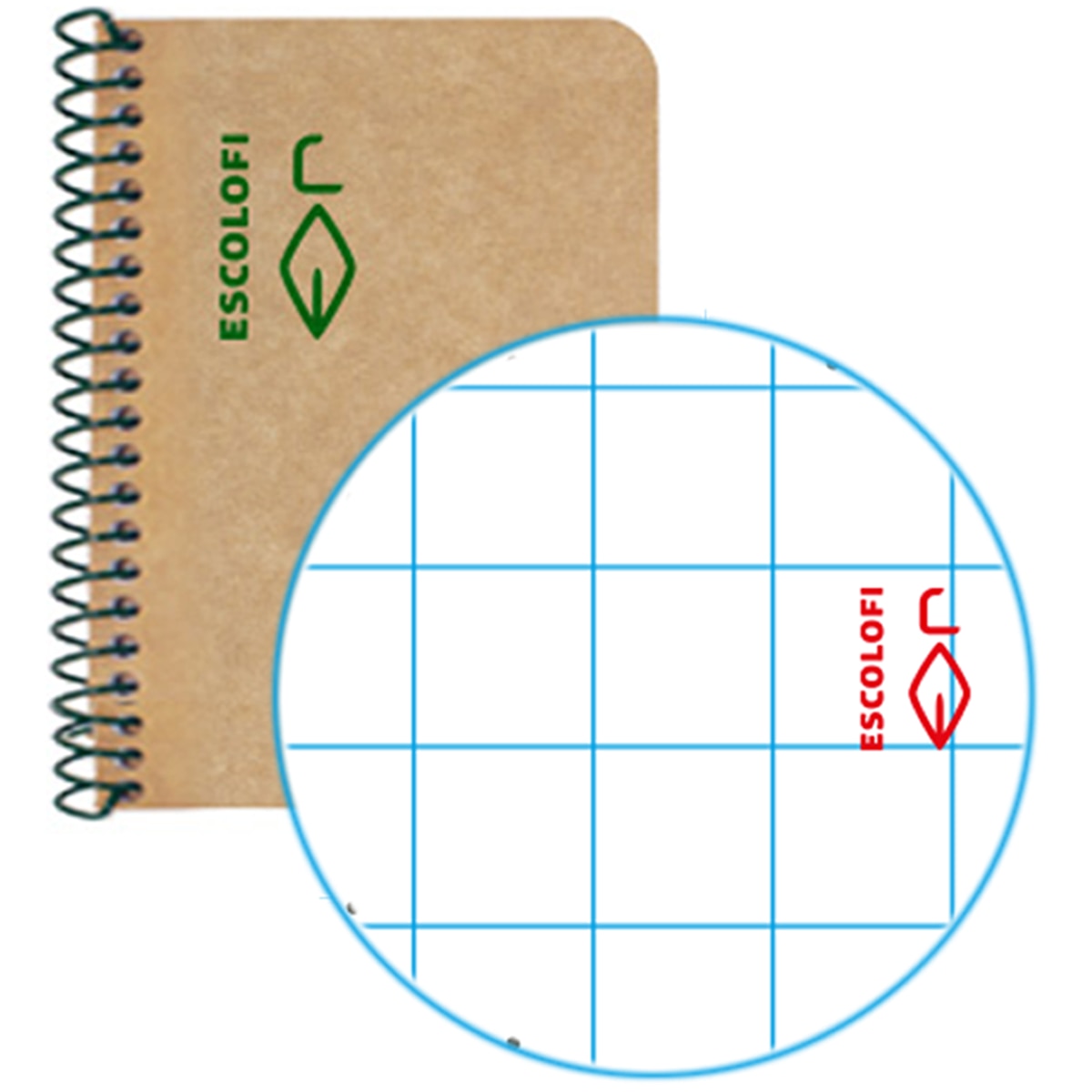 Imagen 0 de Cuaderno espiral reciclado ecológico 100 hojas 80 gr Din A7 liso Escolafi Kraft