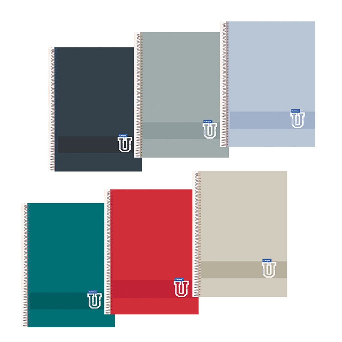 Imagen 0 de Cuaderno espiral Campus A4 tapa polipropileno 80 hojas 90g cuadrícula 4x4 mm colores tendencia