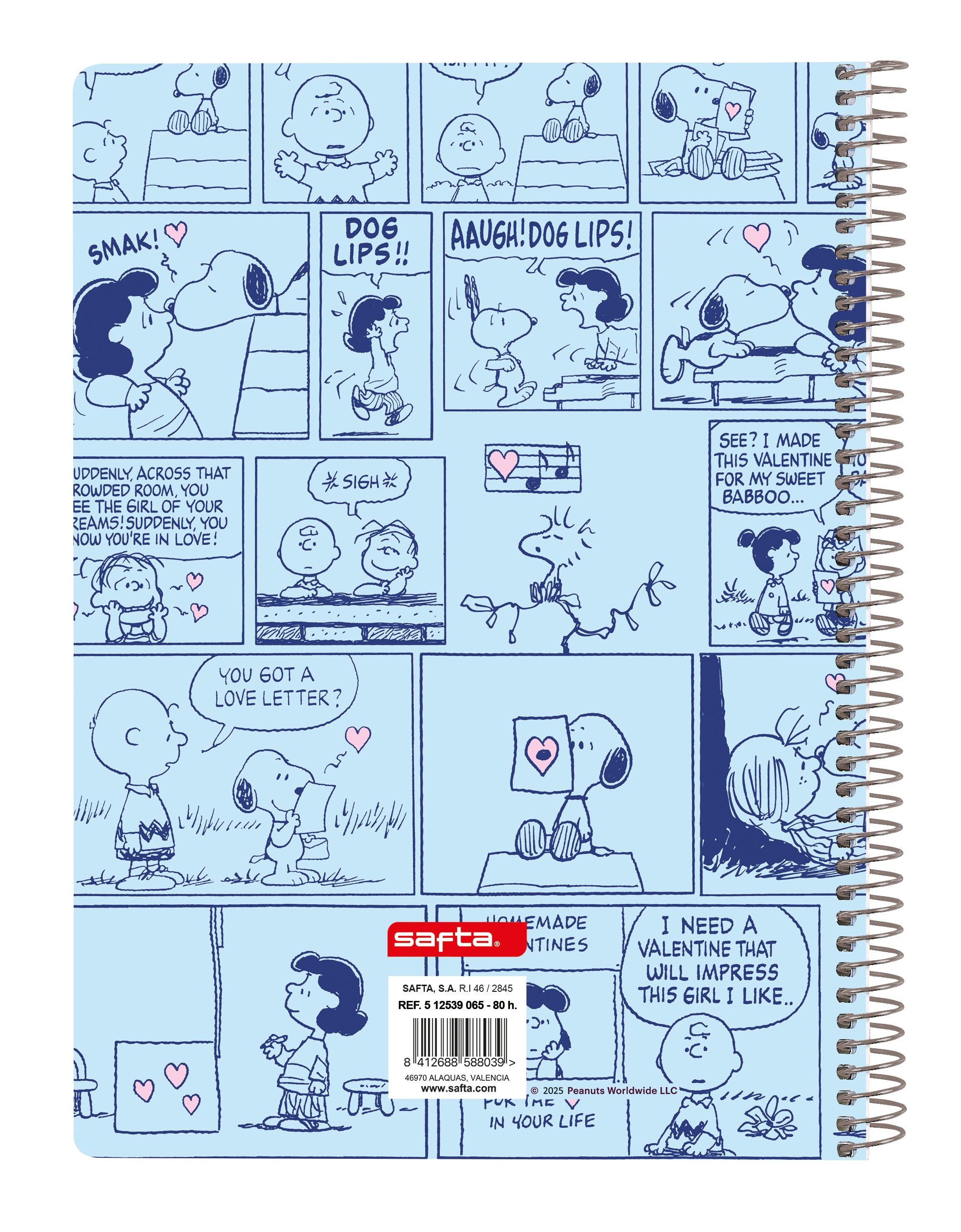 Libreta cuarto tapas duras 80 hojas Snoopy Safta azul claro 2