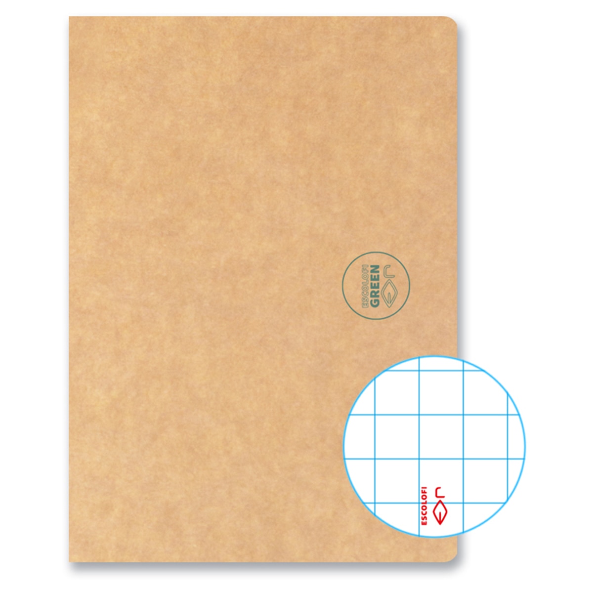 Imagen 0 de Libreta grapada reciclado ecológico 50 hojas 80 gr Din A5 cuadrícula 5x5 mm Escolafi Kraft