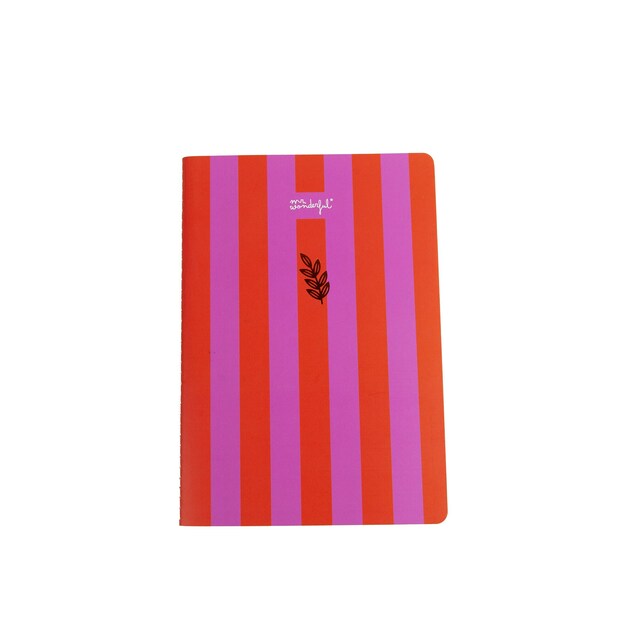 Libreta A5 Mr Wonderful: Rayas rosas y rojas.