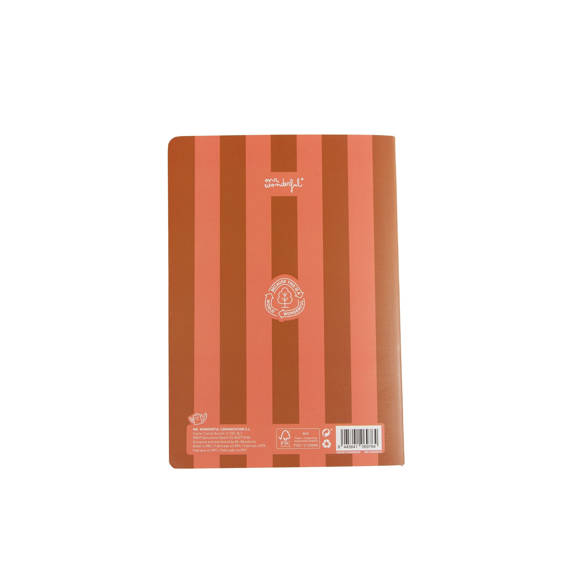 Caderno A5 Mr Wonderful: Listras rosa e castanhas 2