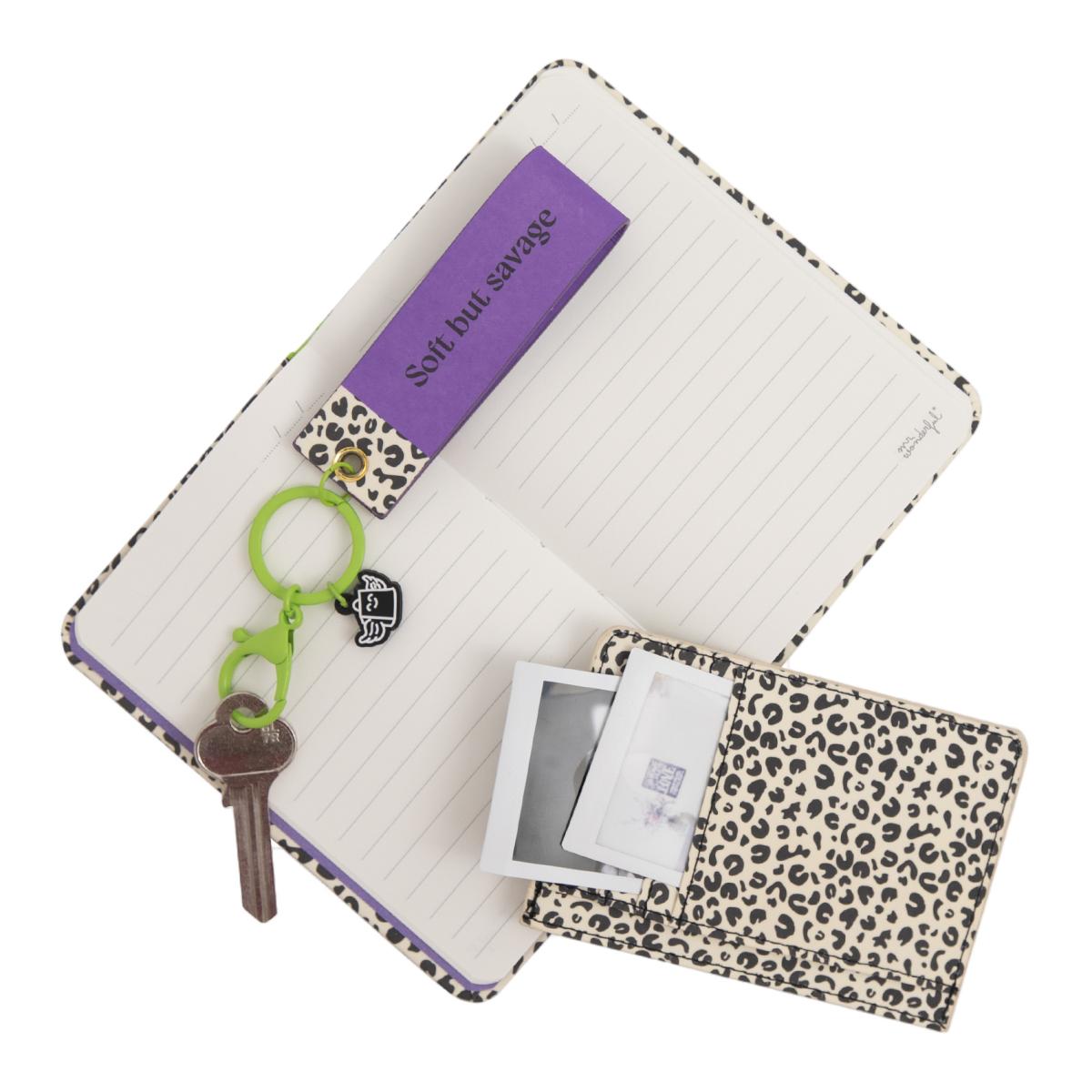 Conjunto de caderno A6 Mr Wonderful: Estampado animal com bolinhas, porta-moedas + porta-chaves 3