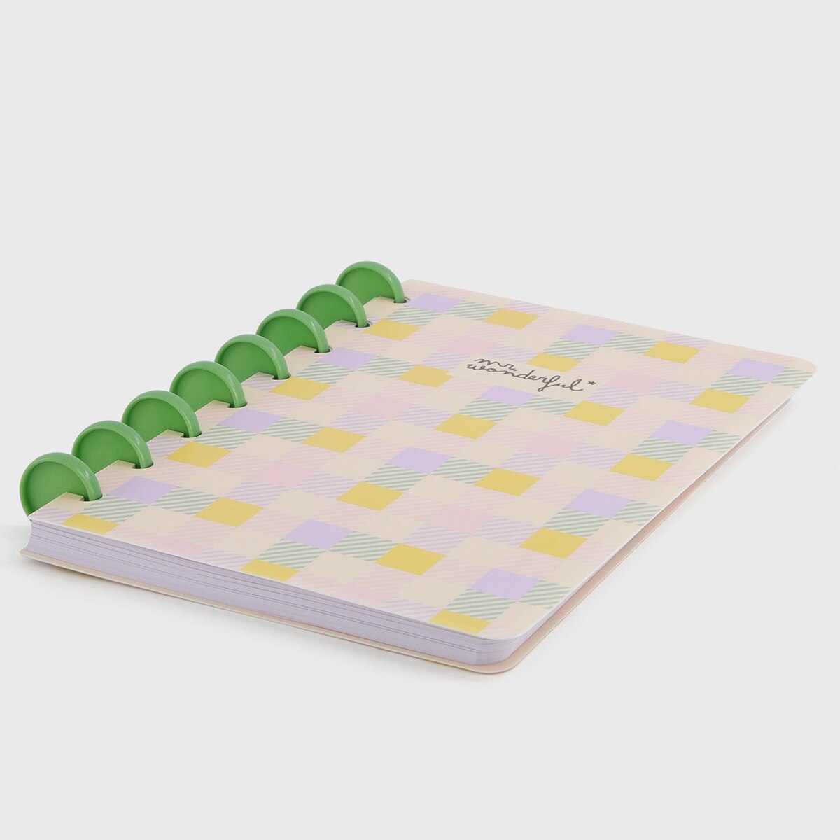 Caderno Mr Wonderful A5: quadrados amarelos, verdes e lilases 2