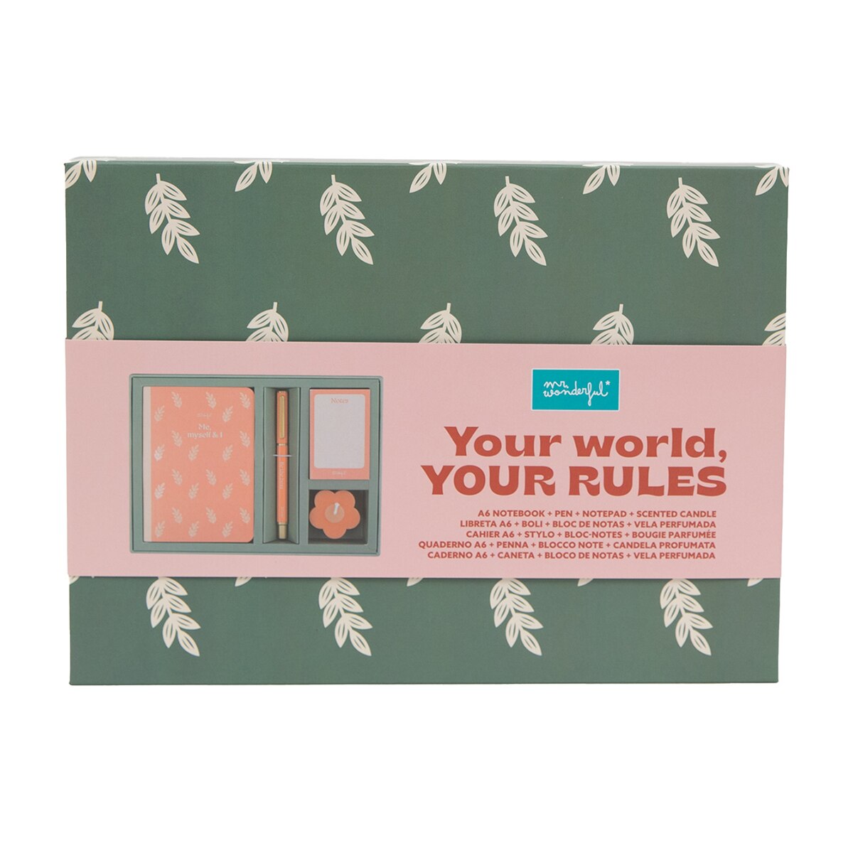 Conjunto Mr Wonderful com Caderno A6 + Caneta + Bloco de Notas + Vela Perfumada 4