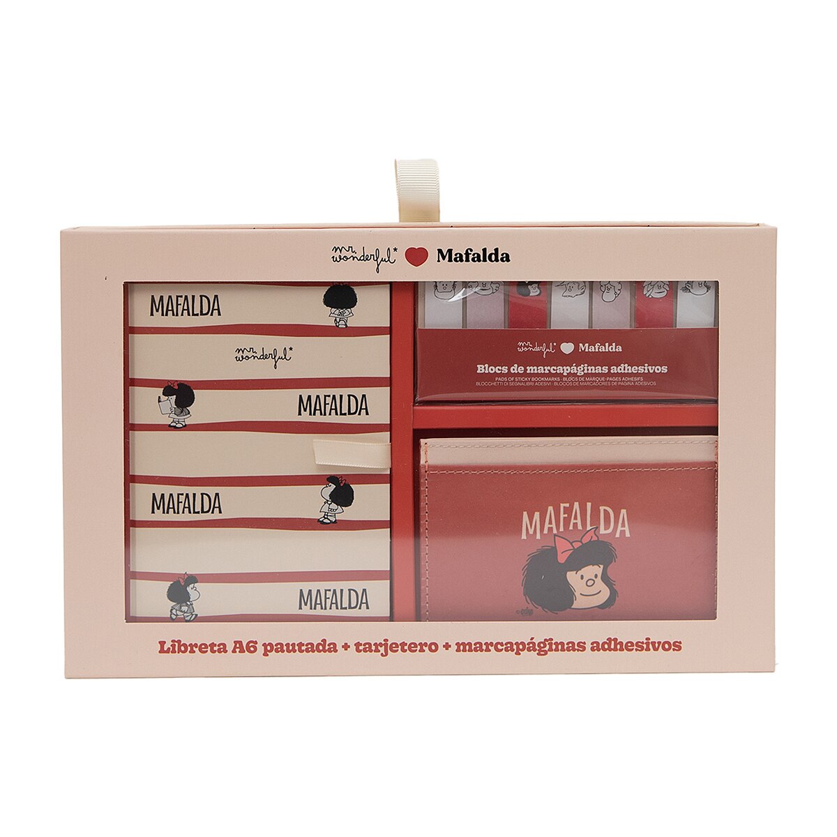 Set Mr Wonderful de libreta A6 + tarjetero + marcapáginas adhesivos - Mafalda?. 5