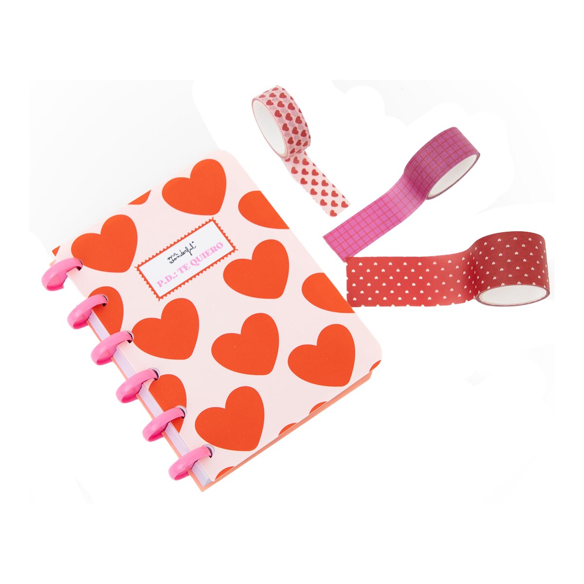 Imagen 0 de Set de libreta A6 para dejar mensajes de amor + 3 washi tapes Mr Wonderful - P.D.: Te quiero.
