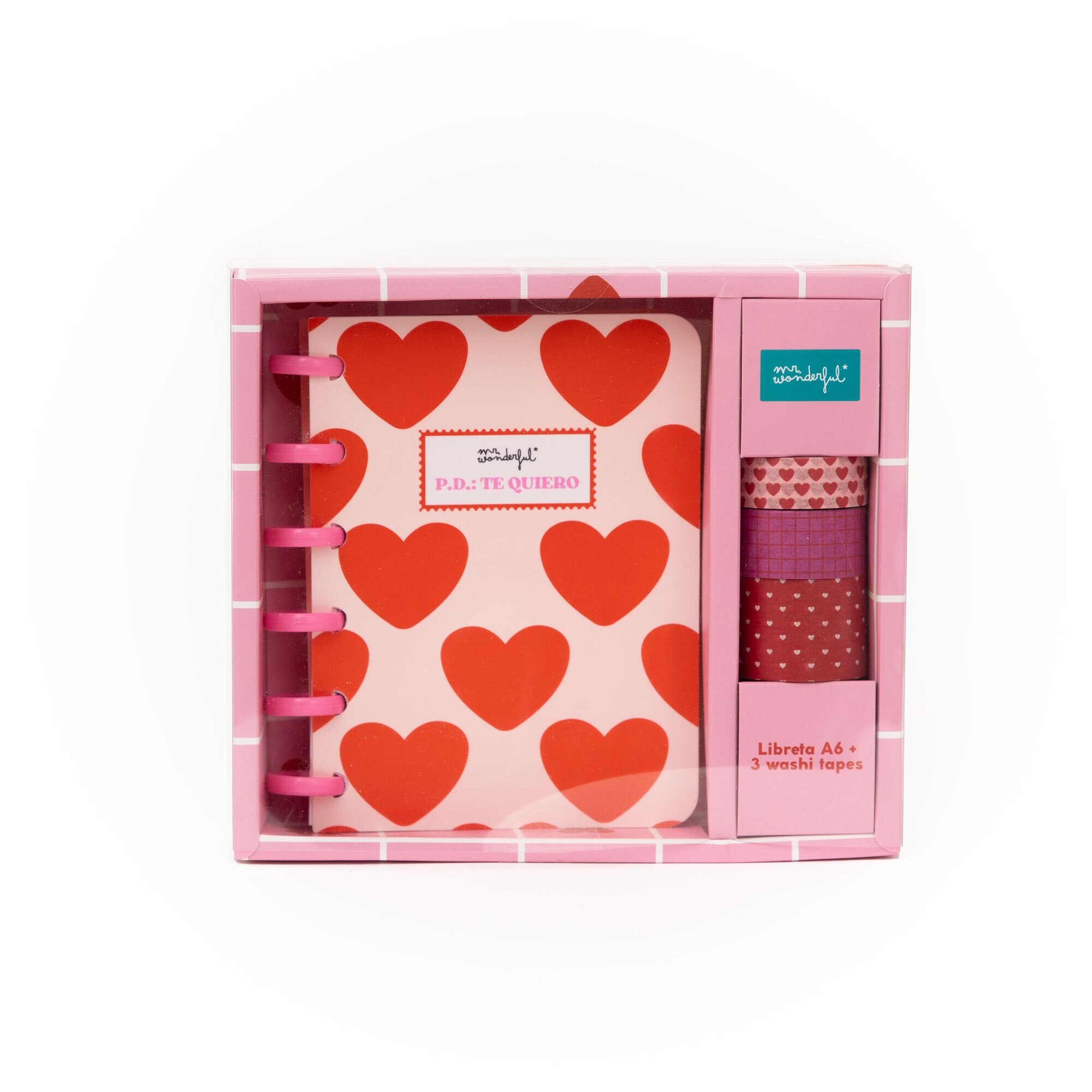 Set de libreta A6 para dejar mensajes de amor + 3 washi tapes Mr Wonderful - P.D.: Te quiero. 2