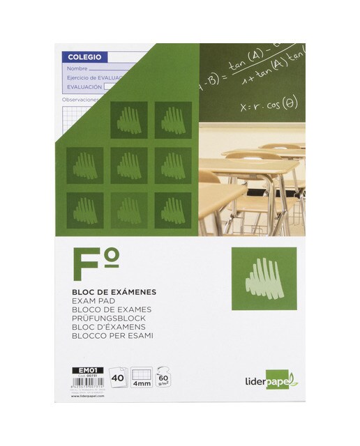 Imagen 0 de Bloc exámenes 40 hojas cuadrícula Liderpapel