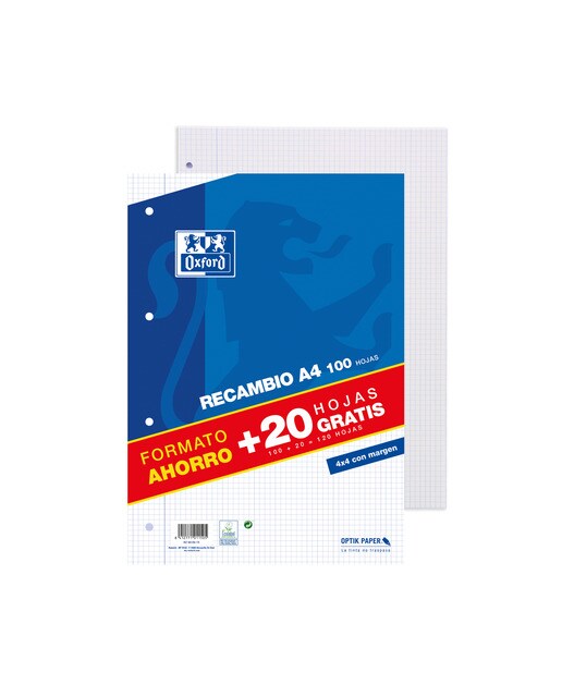 Recarga Pacote A4 School Classic 100 Folhas + 20 Folhas Grátis Quadriculadas 4x4 com Margem Sortido-1
