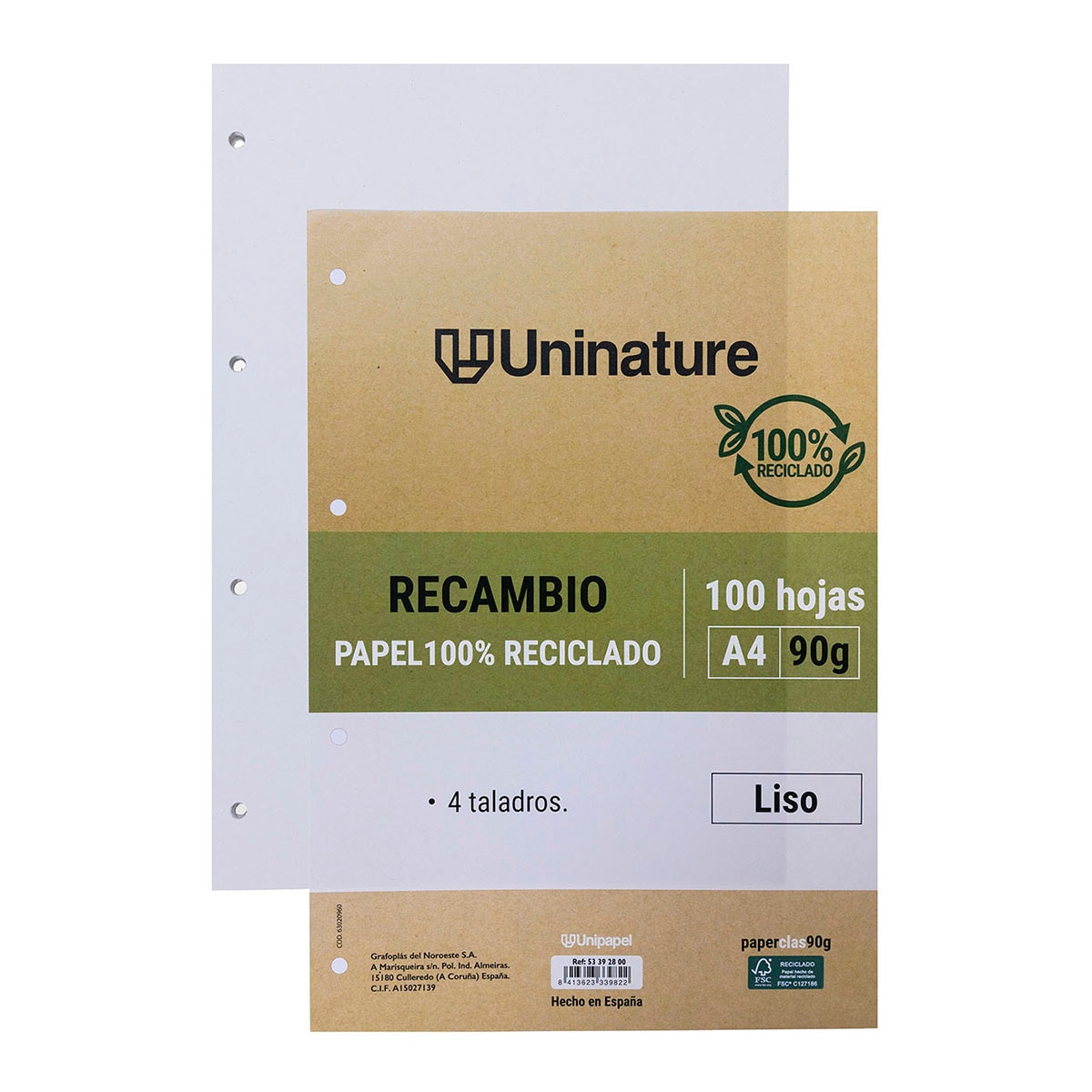 Imagen 0 de Recambio A4 liso Uninature Grafoplás