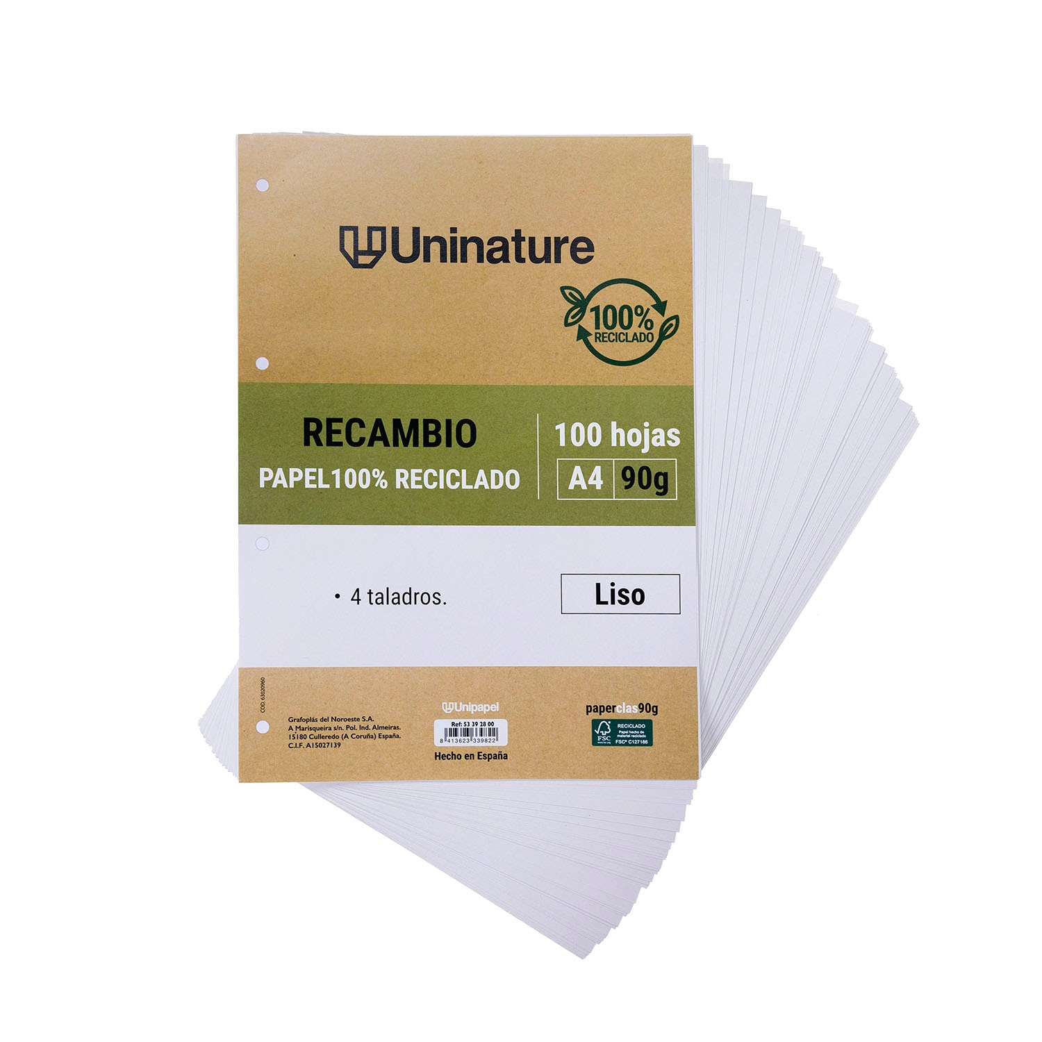 Recambio A4 liso Uninature Grafoplás 2